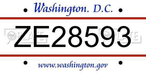 ZE28593 District Of Columbia License Plate