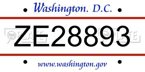 ZE28893 District Of Columbia License Plate