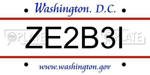 ZE2B3I District Of Columbia License Plate