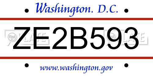 ZE2B593 District Of Columbia License Plate