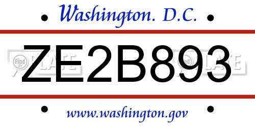 ZE2B893 District Of Columbia License Plate