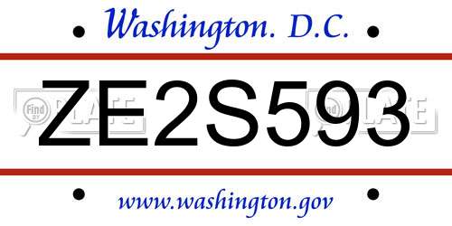 ZE2S593 District Of Columbia License Plate