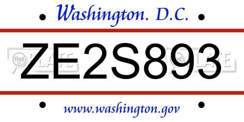ZE2S893 District Of Columbia License Plate