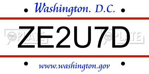 ZE2U7D District Of Columbia License Plate