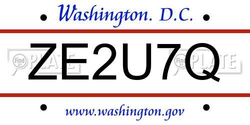 ZE2U7Q District Of Columbia License Plate