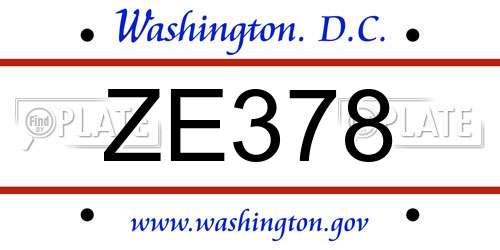 ZE378 District Of Columbia License Plate