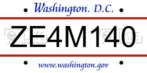 ZE4M140 District Of Columbia License Plate
