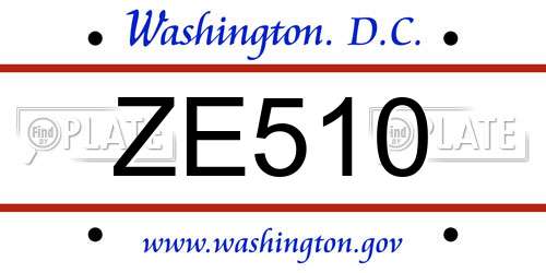 ZE510 District Of Columbia License Plate