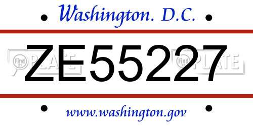 ZE55227 District Of Columbia License Plate