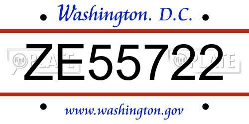 ZE55722 District Of Columbia License Plate