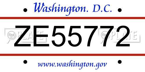 ZE55772 District Of Columbia License Plate