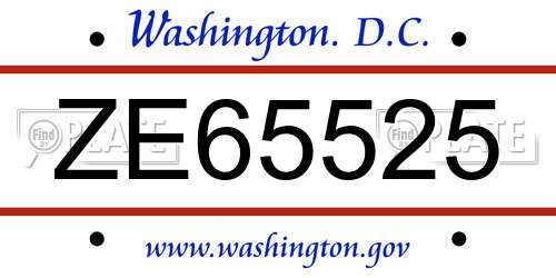 ZE65525 District Of Columbia License Plate