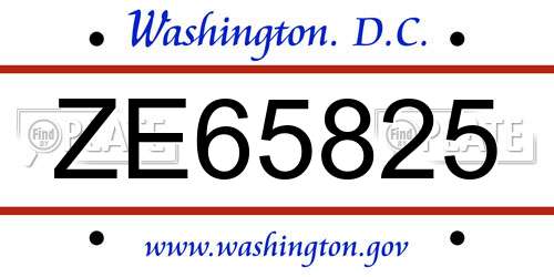 ZE65825 District Of Columbia License Plate