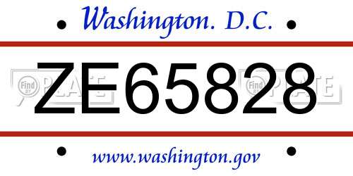 ZE65828 District Of Columbia License Plate