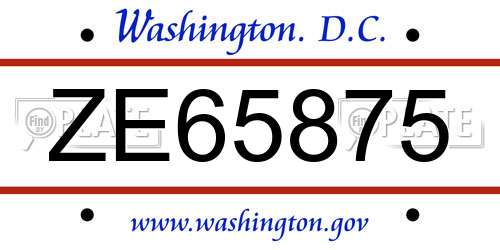 ZE65875 District Of Columbia License Plate