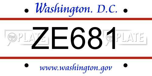 ZE681 District Of Columbia License Plate