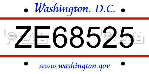 ZE68525 District Of Columbia License Plate