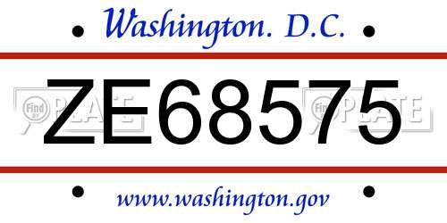 ZE68575 District Of Columbia License Plate