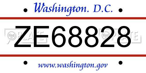 ZE68828 District Of Columbia License Plate