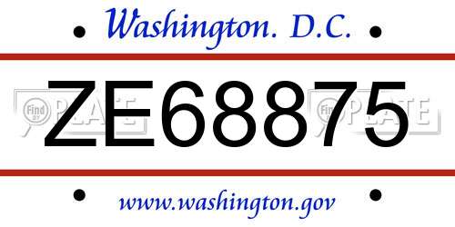 ZE68875 District Of Columbia License Plate