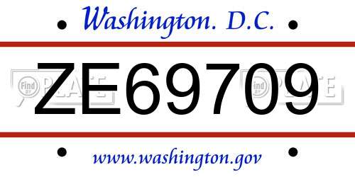 ZE69709 District Of Columbia License Plate