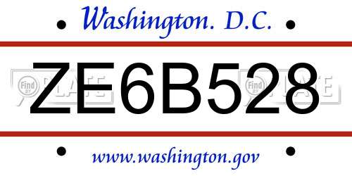 ZE6B528 District Of Columbia License Plate