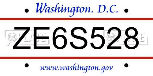 ZE6S528 District Of Columbia License Plate