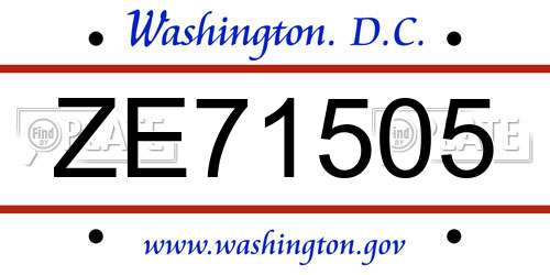 ZE71505 District Of Columbia License Plate