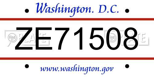 ZE71508 District Of Columbia License Plate