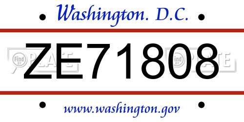 ZE71808 District Of Columbia License Plate