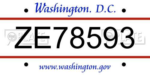 ZE78593 District Of Columbia License Plate
