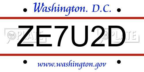 ZE7U2D District Of Columbia License Plate