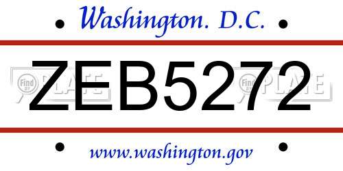 ZEB5272 District Of Columbia License Plate