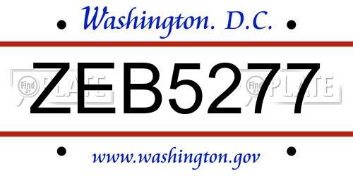 ZEB5277 District Of Columbia License Plate