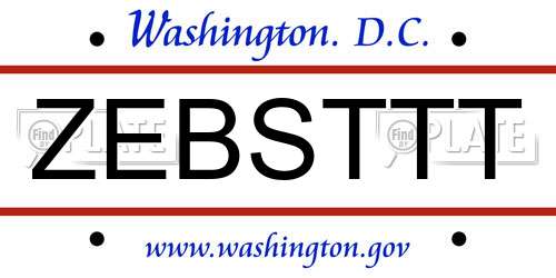 ZEBSTTT District Of Columbia License Plate