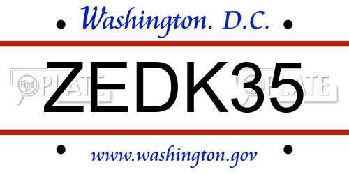 ZEDK35 District Of Columbia License Plate