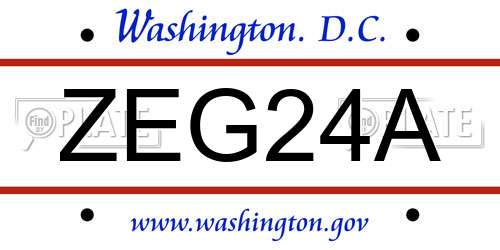 ZEG24A District Of Columbia License Plate