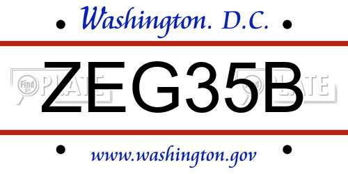 ZEG35B District Of Columbia License Plate