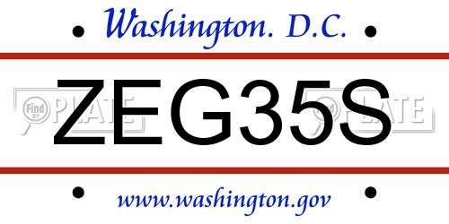 ZEG35S District Of Columbia License Plate