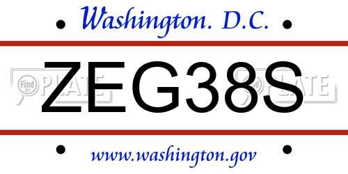 ZEG38S District Of Columbia License Plate