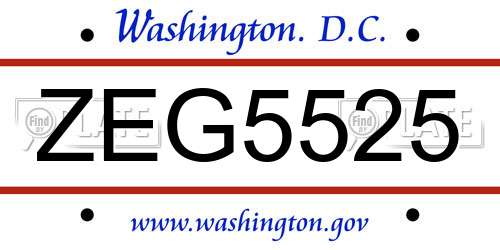 ZEG5525 District Of Columbia License Plate