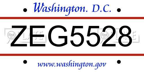 ZEG5528 District Of Columbia License Plate