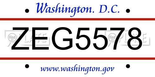 ZEG5578 District Of Columbia License Plate