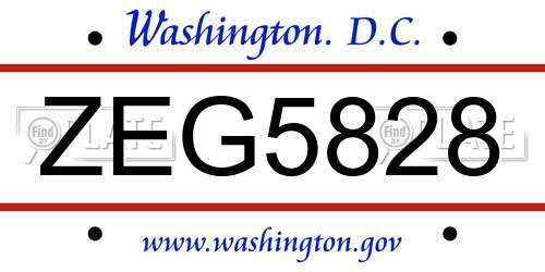 ZEG5828 District Of Columbia License Plate