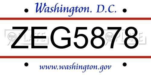 ZEG5878 District Of Columbia License Plate