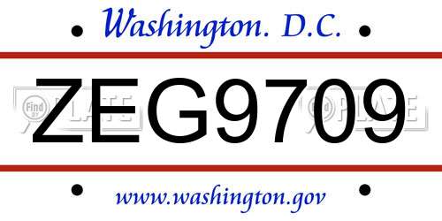 ZEG9709 District Of Columbia License Plate