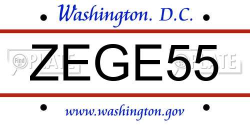 ZEGE55 District Of Columbia License Plate
