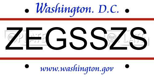 ZEGSSZS District Of Columbia License Plate