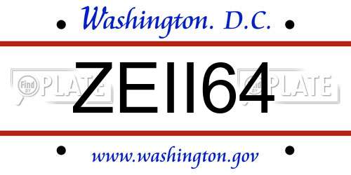 ZEII64 District Of Columbia License Plate