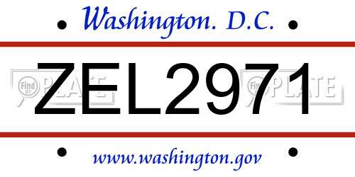 ZEL2971 District Of Columbia License Plate
